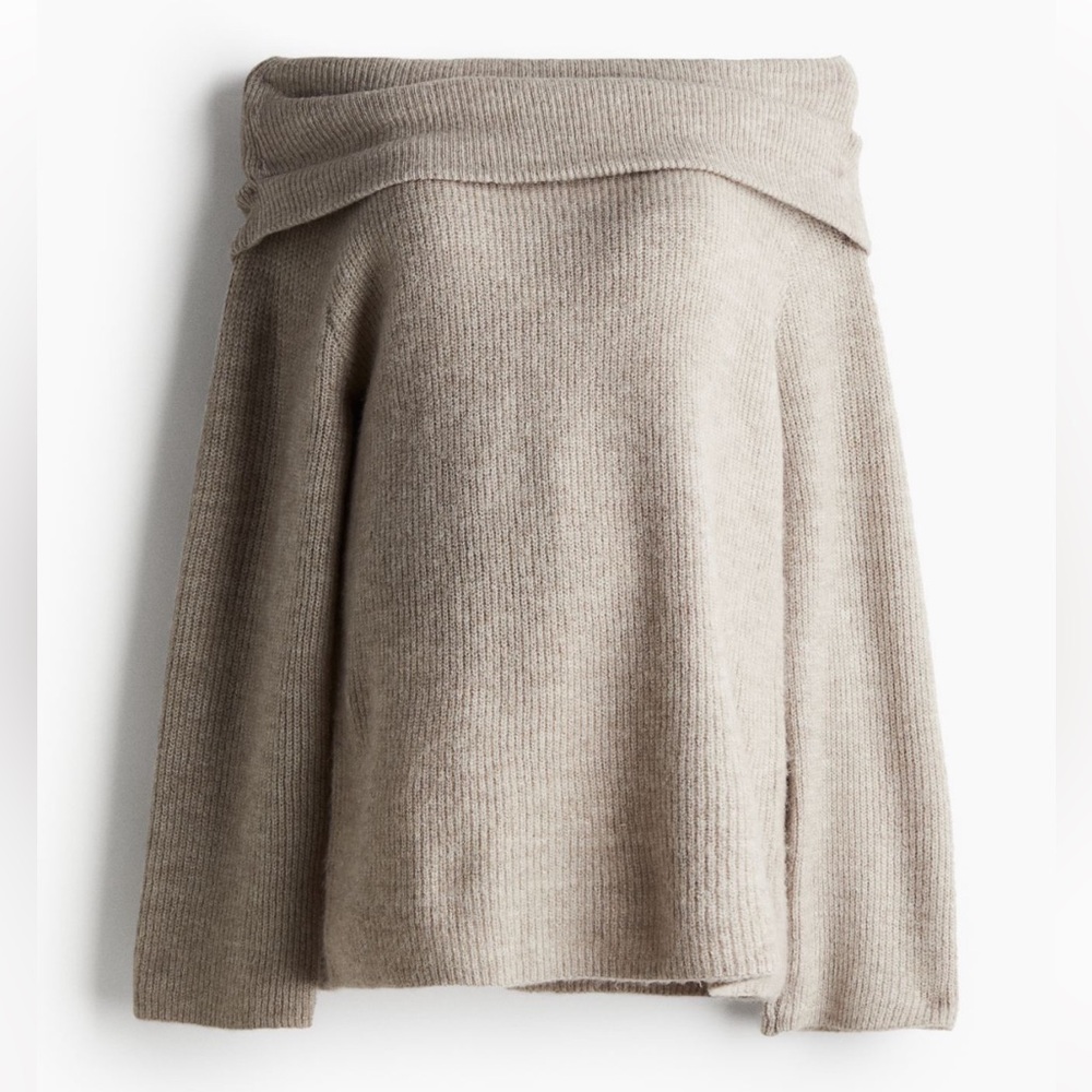 H&M Maternity Off-Shoulder Sweater in Beige